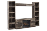 Derekson Multi Gray 4-Piece Entertainment Center with Electric Fireplace -  Ashley - DMV Furniture