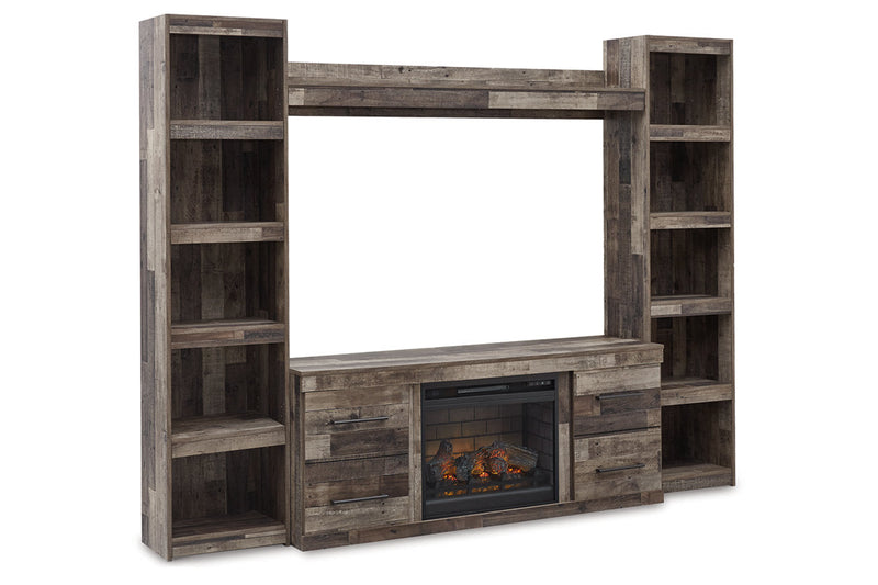 Derekson Multi Gray 4-Piece Entertainment Center with Electric Fireplace -  Ashley - DMV Furniture