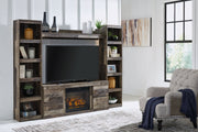 Derekson Multi Gray 4-Piece Entertainment Center with Electric Fireplace -  Ashley - DMV Furniture