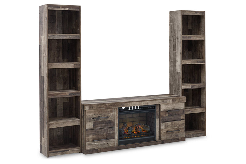 Derekson Multi Gray 3-Piece Entertainment Center with Electric Fireplace -  Ashley - DMV Furniture