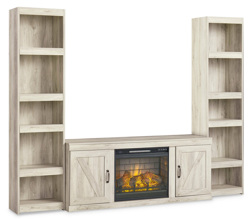 Bellaby Whitewash 3-Piece Entertainment Center with Electric Fireplace -  Ashley - DMV Furniture