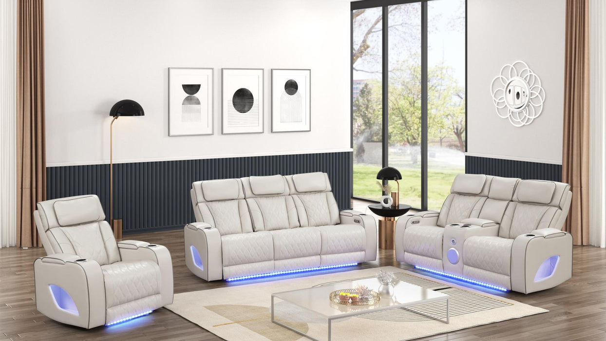 Fortuner Reclining Living Room Set In Leather