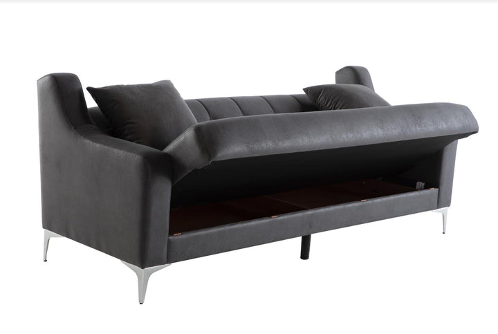 Livia 3 Seat Sleeper Sofa (Melson Dark Grey)