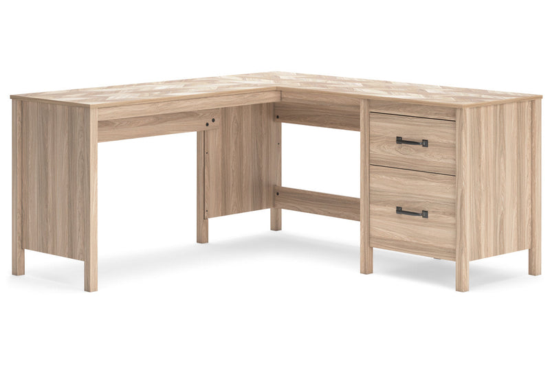 Battelle Tan 60" Home Office Desk with Return -  Ashley - DMV Furniture