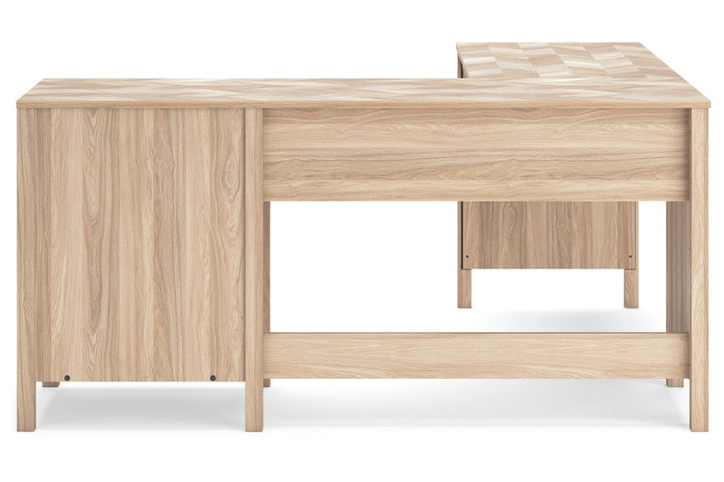 Battelle Tan 60" Home Office Desk with Return -  Ashley - DMV Furniture