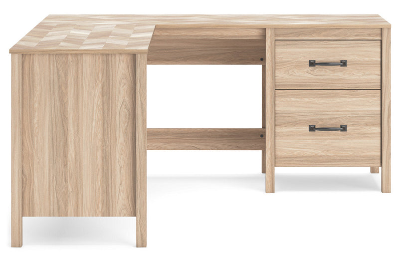 Battelle Tan 60" Home Office Desk with Return -  Ashley - DMV Furniture
