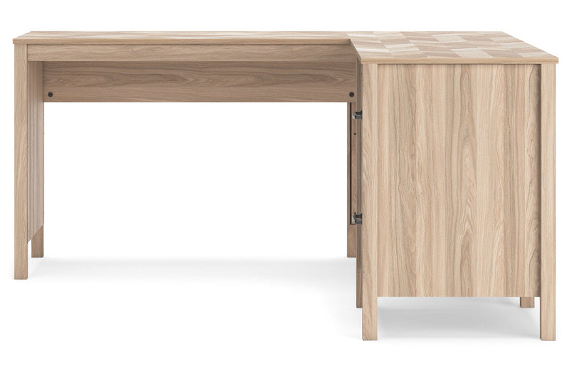 Battelle Tan 60" Home Office Desk with Return -  Ashley - DMV Furniture