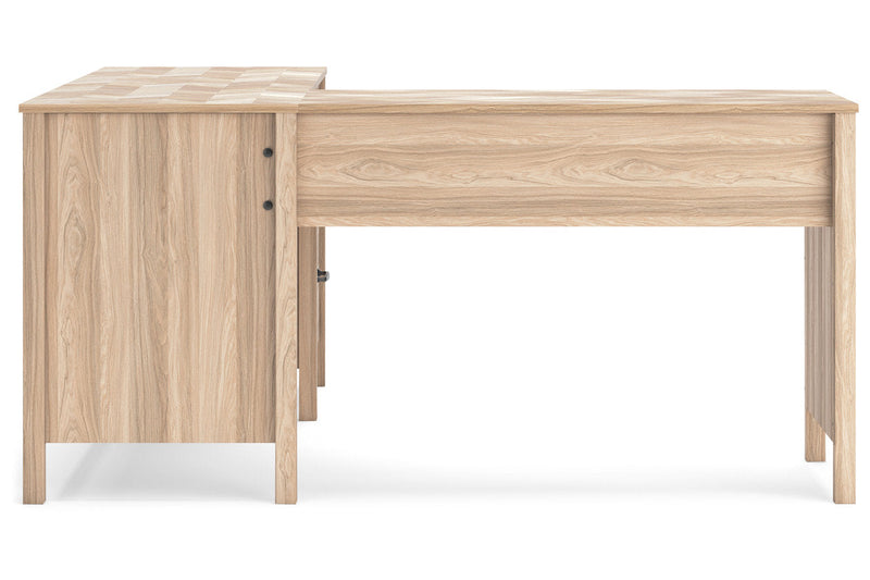 Battelle Tan 60" Home Office Desk with Return -  Ashley - DMV Furniture