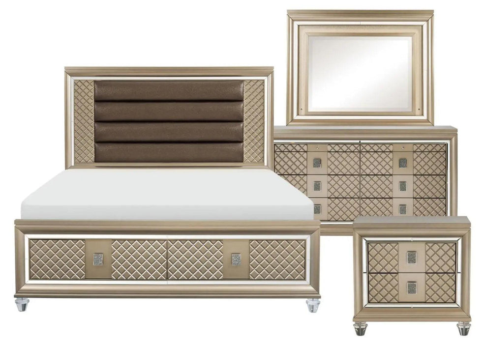 Loudon 2 Drawer Nightstand In Champagne Metallic 1515-4 | Homelegance