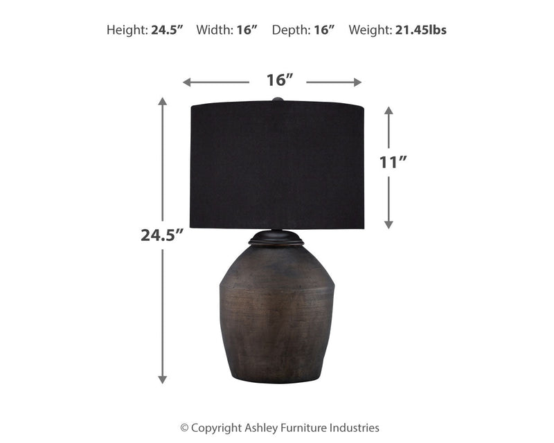 Naareman Metallic Black 2-Piece Table Lamp Set from Ashley - DMV Furniture