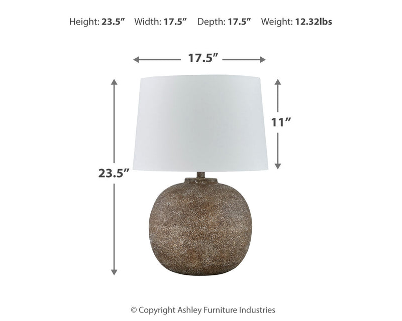 Neavesboro Antique Brown/White 2-Piece Table Lamp Set from Ashley - DMV Furniture