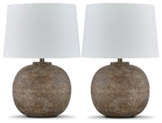 Neavesboro Antique Brown/White 2-Piece Table Lamp Set from Ashley - DMV Furniture
