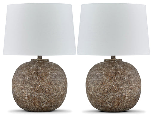 Neavesboro Antique Brown/White 2-Piece Table Lamp Set from Ashley - DMV Furniture