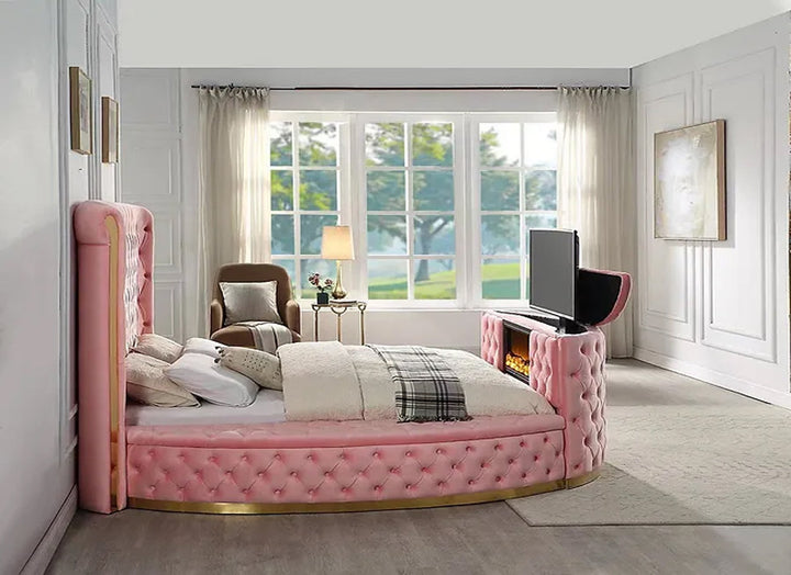 Lauren King Cream Platform TV Bed