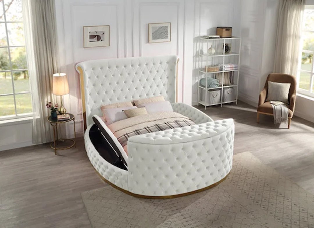 Lauren Queen Cream Platform TV Bed