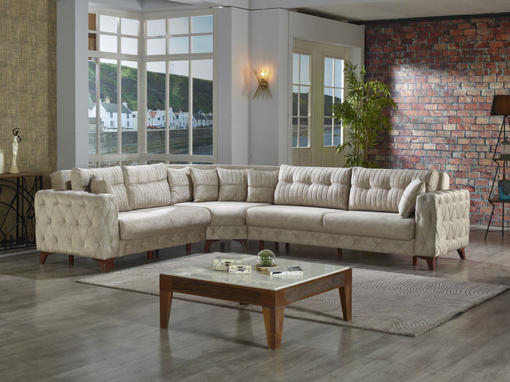 Lizbon 118" Wide Square Arm Convertible Sectional