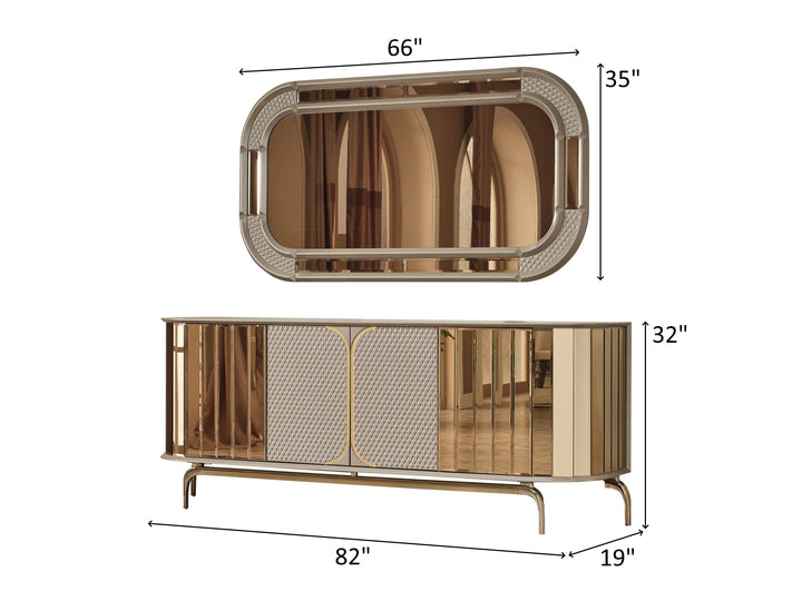 Madrid 82" Wide 4 Door Buffet With Mirror