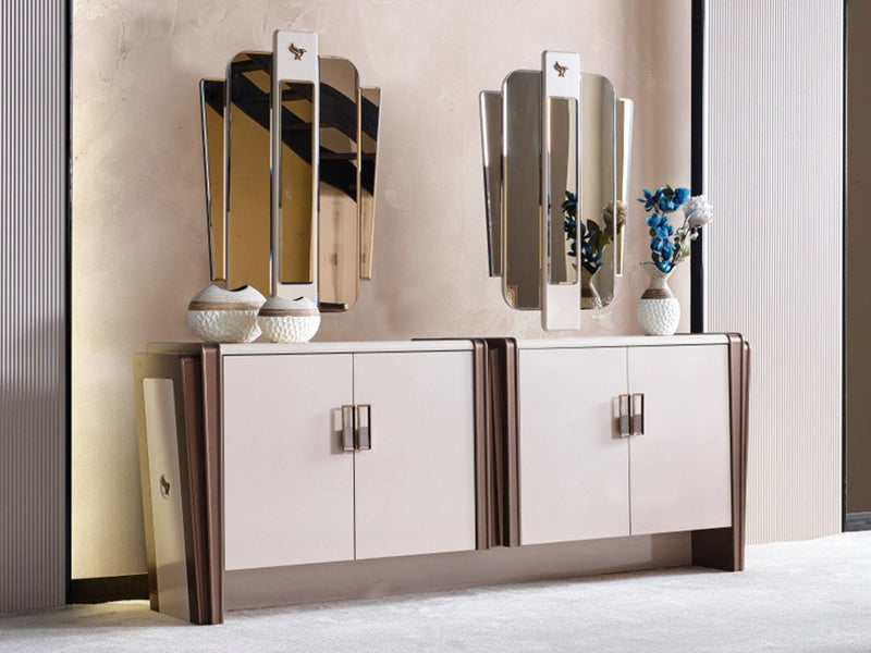 Nirvana Kanss 92" Wide 4 Door Buffet With Mirror