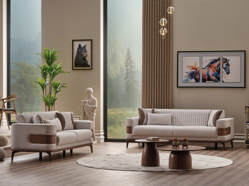 New Mood Convertible Loveseat Cream