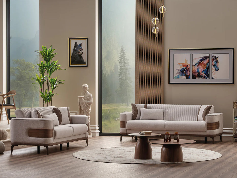 New Mood 3-pieces (Sofa & Loveseat & Chair) Livingroom Set Cream