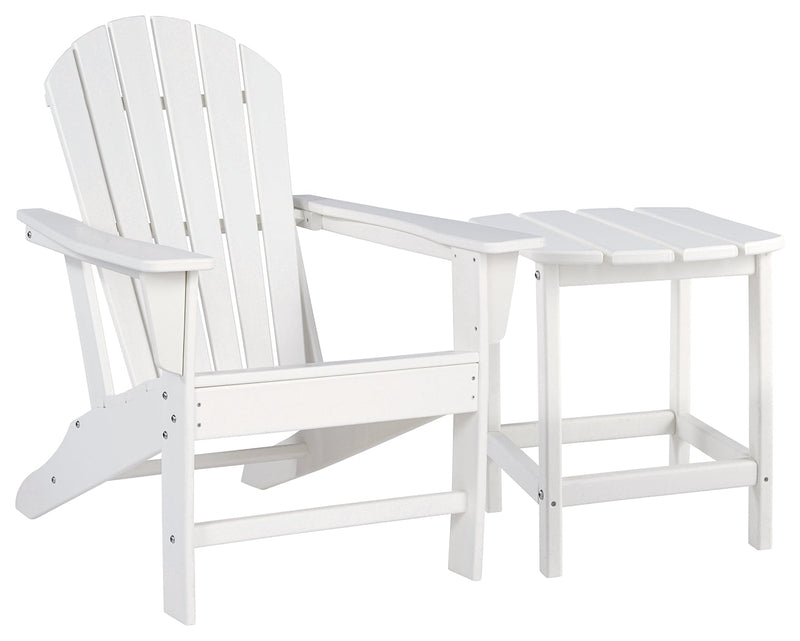 Sundown Treasure White Adirondack Chair with End Table from Ashley - DMV Furniture