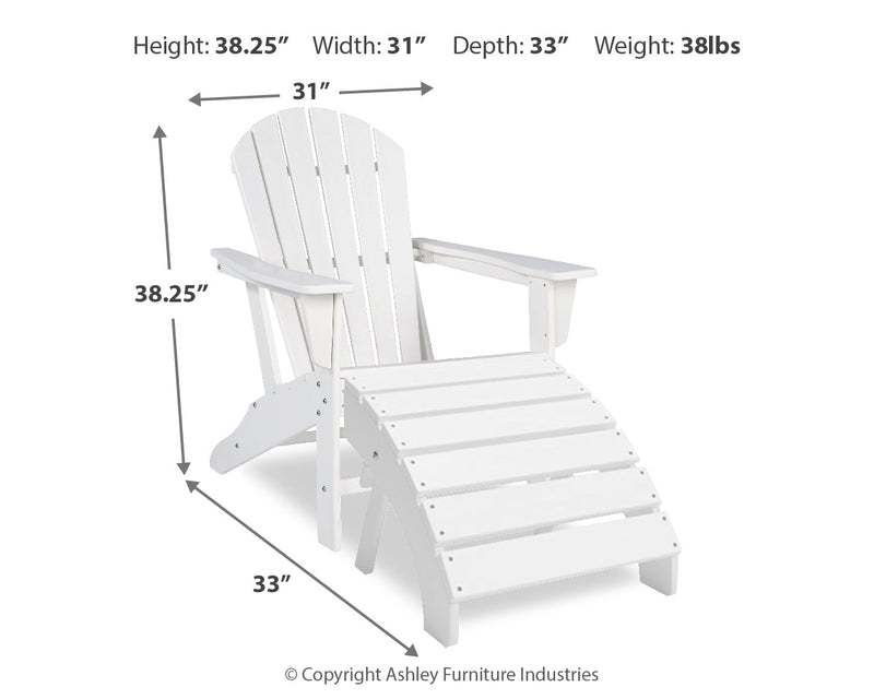 Sundown Treasure White Adirondack Chair with End Table from Ashley - DMV Furniture
