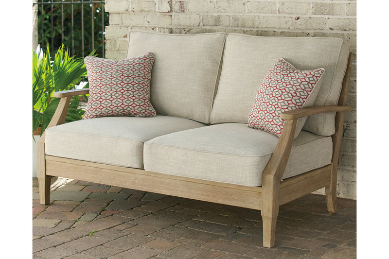 Clare View Beige Outdoor Sofa, Loveseat and Lounge Chair -  Ashley - DMV Furniture