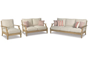 Clare View Beige Outdoor Sofa, Loveseat and Lounge Chair -  Ashley - DMV Furniture