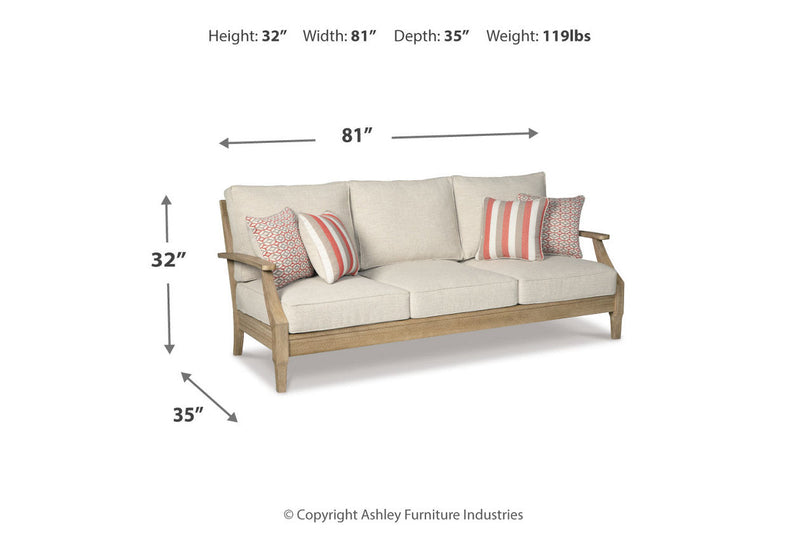 Clare View Beige Outdoor Sofa, Loveseat and Lounge Chair -  Ashley - DMV Furniture