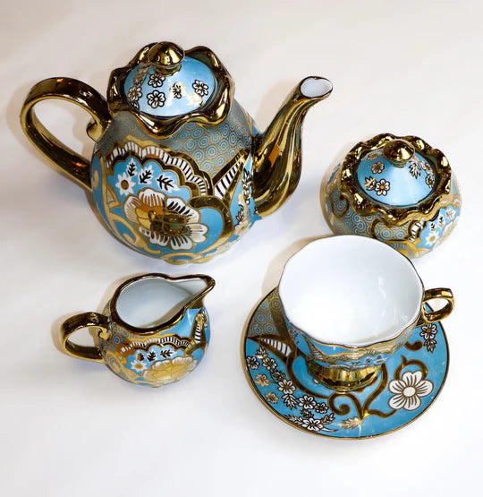 15pc Tea set Blue