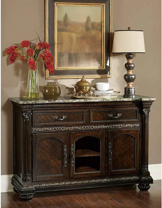 Server With Faux Marble Top In Brown ‎Russian Hill 1808-40 | Homelegance