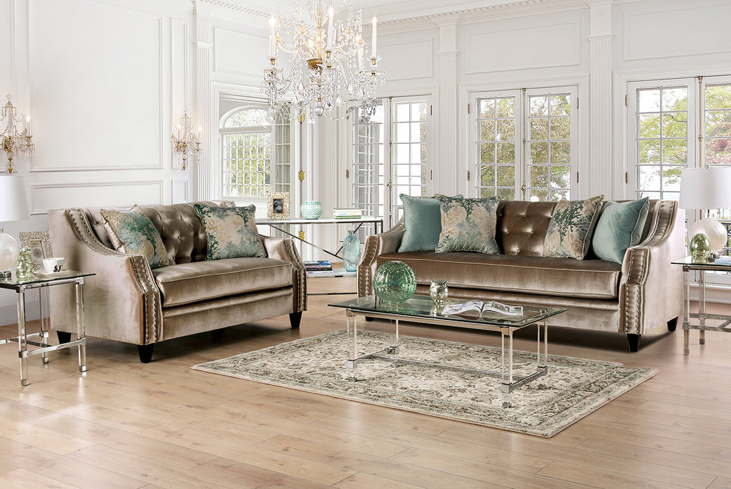 Elicia Champagne/Turquoise Sofa