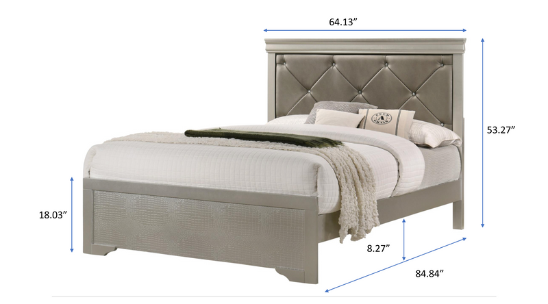 Amalia Silver Queen Panel Bed - DMV Furniture
