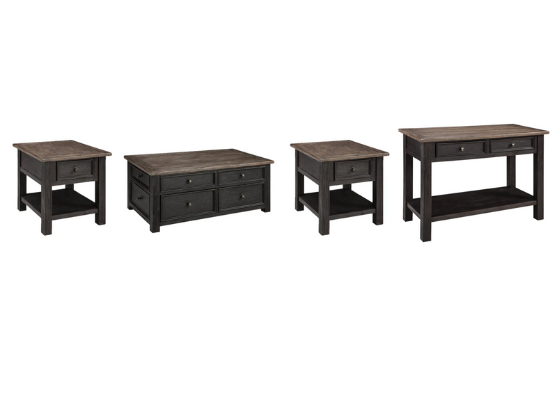 Tyler Creek Grayish Brown/Black Coffee Table and 2 End Tables with Console -  Ashley - DMV Furniture