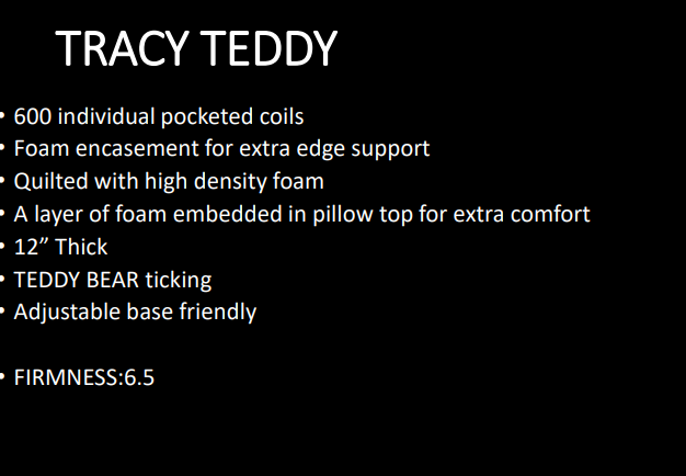 Tracy Teddy  Liberty Matress