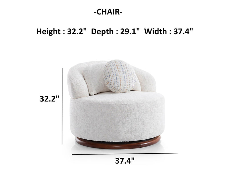 Snowy 37.4" Wide Swivel Armchair