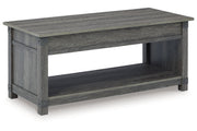 Freedan Grayish Brown Lift-top Coffee Table, 2 End Tables and Console -  Ashley - DMV Furniture