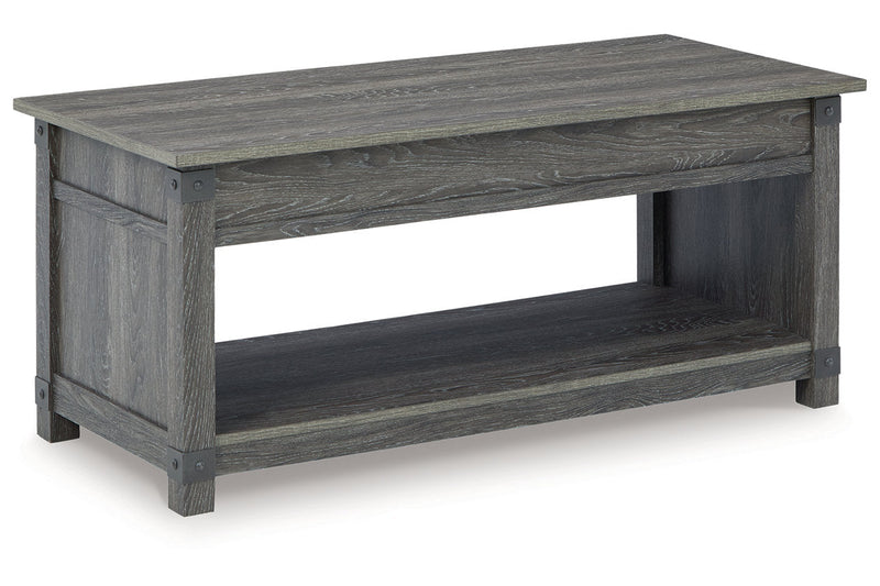 Freedan Grayish Brown Lift-top Coffee Table, 2 End Tables and Console -  Ashley - DMV Furniture