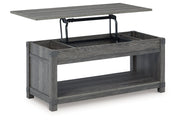 Freedan Grayish Brown Lift-top Coffee Table, 2 End Tables and Console -  Ashley - DMV Furniture