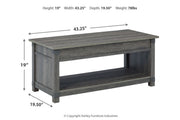 Freedan Grayish Brown Lift-top Coffee Table, 2 End Tables and Console -  Ashley - DMV Furniture