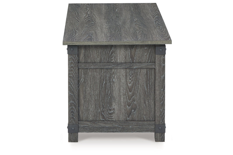 Freedan Grayish Brown Lift-top Coffee Table, 2 End Tables and Console -  Ashley - DMV Furniture