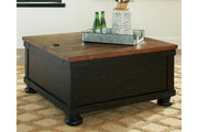 Valebeck Black/Brown Coffee Table and 2 Chairside End Tables -  Ashley - DMV Furniture