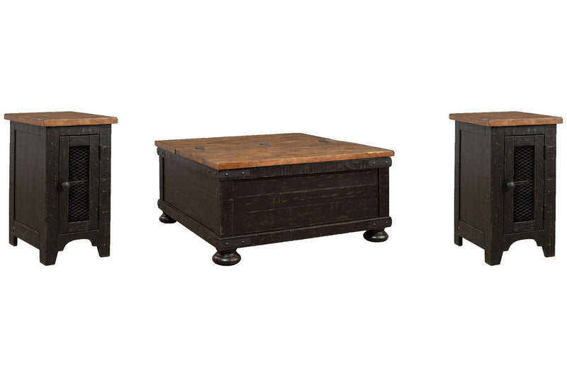 Valebeck Black/Brown Coffee Table and 2 Chairside End Tables -  Ashley - DMV Furniture