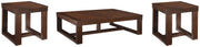 Watson Coffee Table with 2 End Tables in Dark Brown from Ashley - DMV Furniture