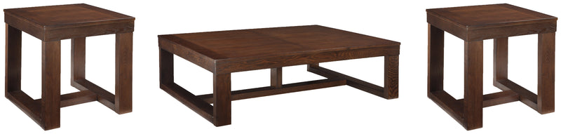 Watson Coffee Table with 2 End Tables in Dark Brown from Ashley - DMV Furniture