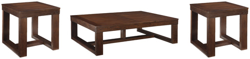 Watson Coffee Table with 2 End Tables in Dark Brown from Ashley - DMV Furniture