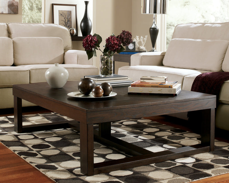 Watson Coffee Table with 2 End Tables in Dark Brown from Ashley - DMV Furniture