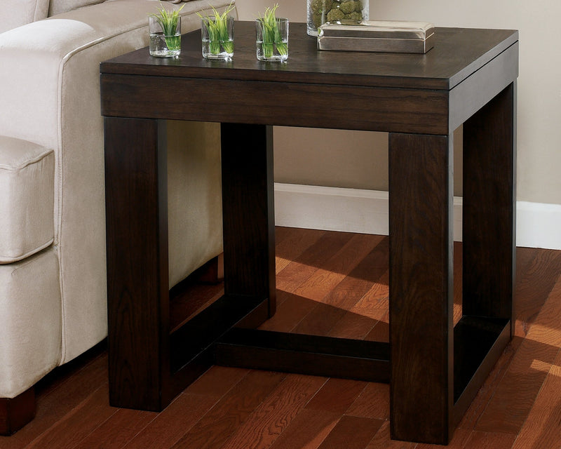 Watson Coffee Table with 2 End Tables in Dark Brown from Ashley - DMV Furniture
