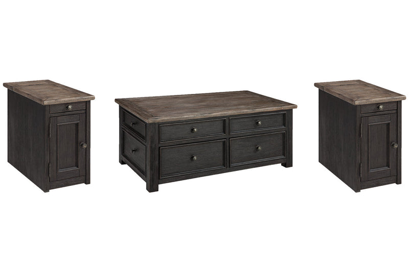 Tyler Creek Grayish Brown/Black Coffee Table and 2 Chairside End Tables -  Ashley - DMV Furniture