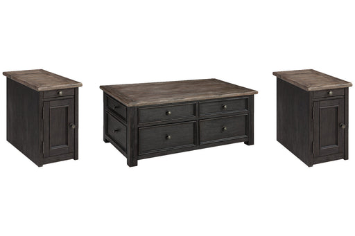 Tyler Creek Grayish Brown/Black Coffee Table and 2 Chairside End Tables -  Ashley - DMV Furniture